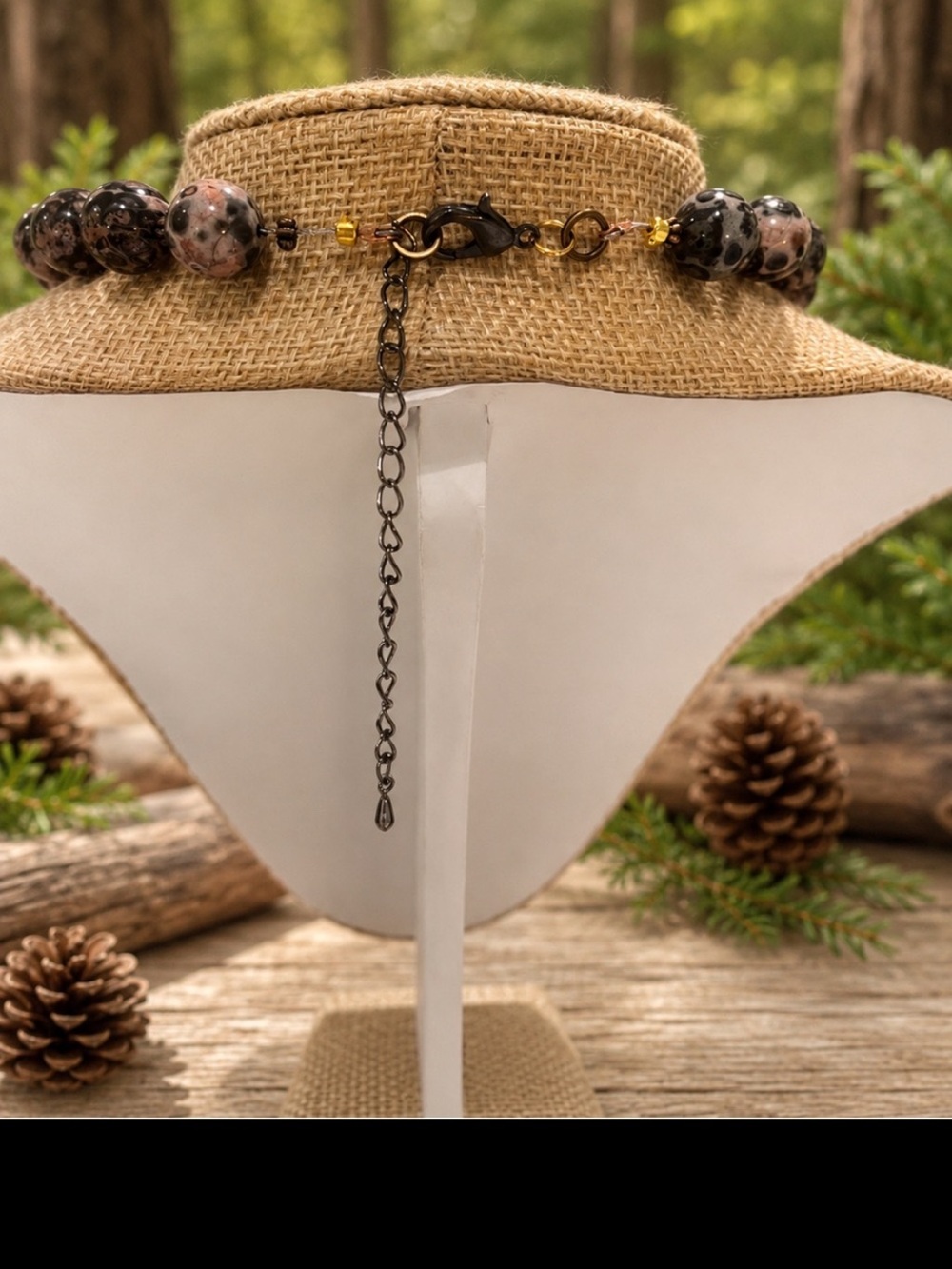 Leopard Skin Jasper Fetish Bear Necklace - Picture 2 of 3